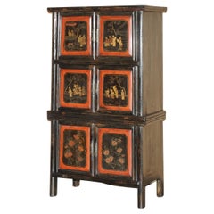 LACQUERED ANTiQUE CHINESE EXPORT CIRCA 1920 COMPOUND CABINET CUPBOARD DRAWERS
