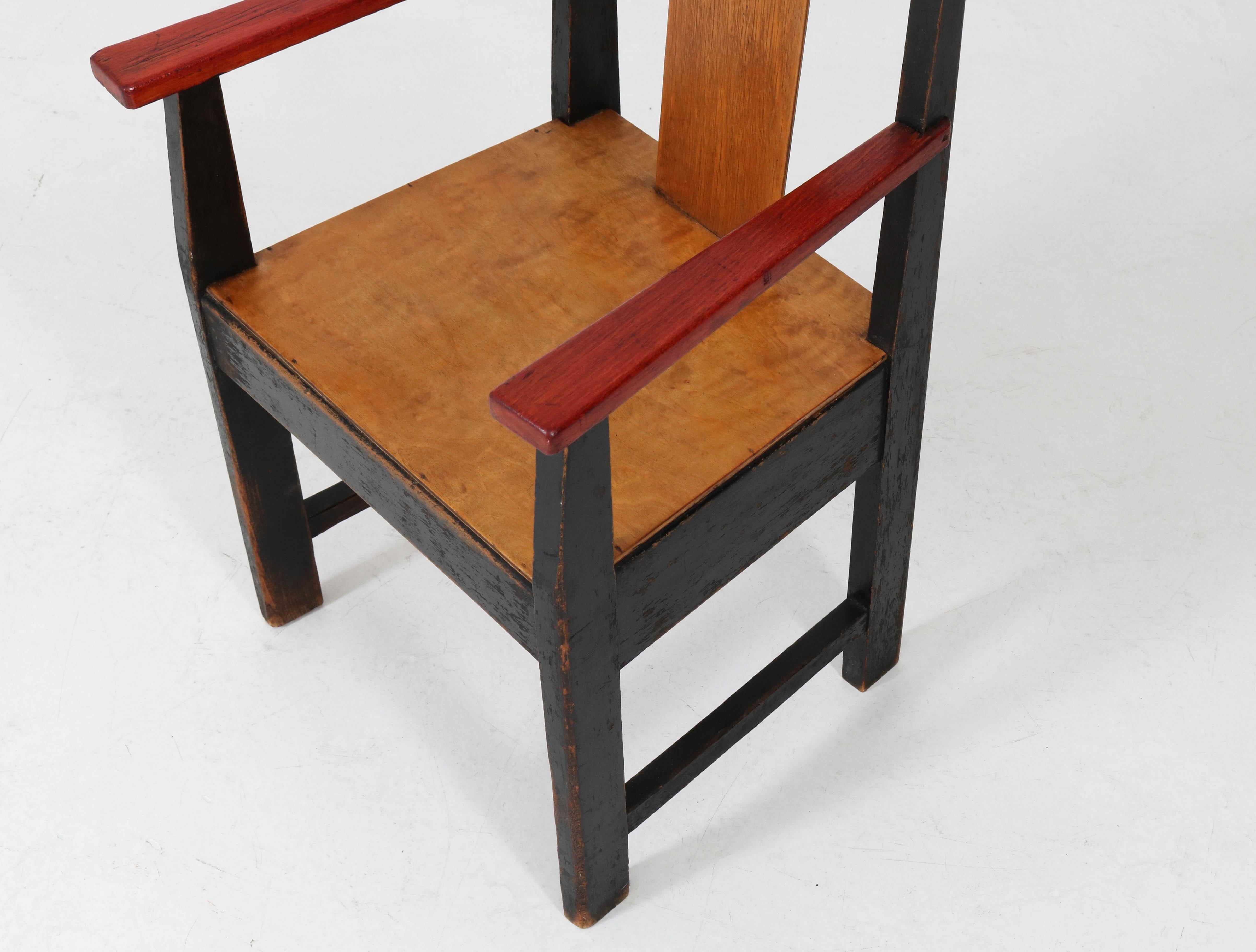 Lacquered Art Deco Haagse School Children's Table and Armchair by Cor Alons 7
