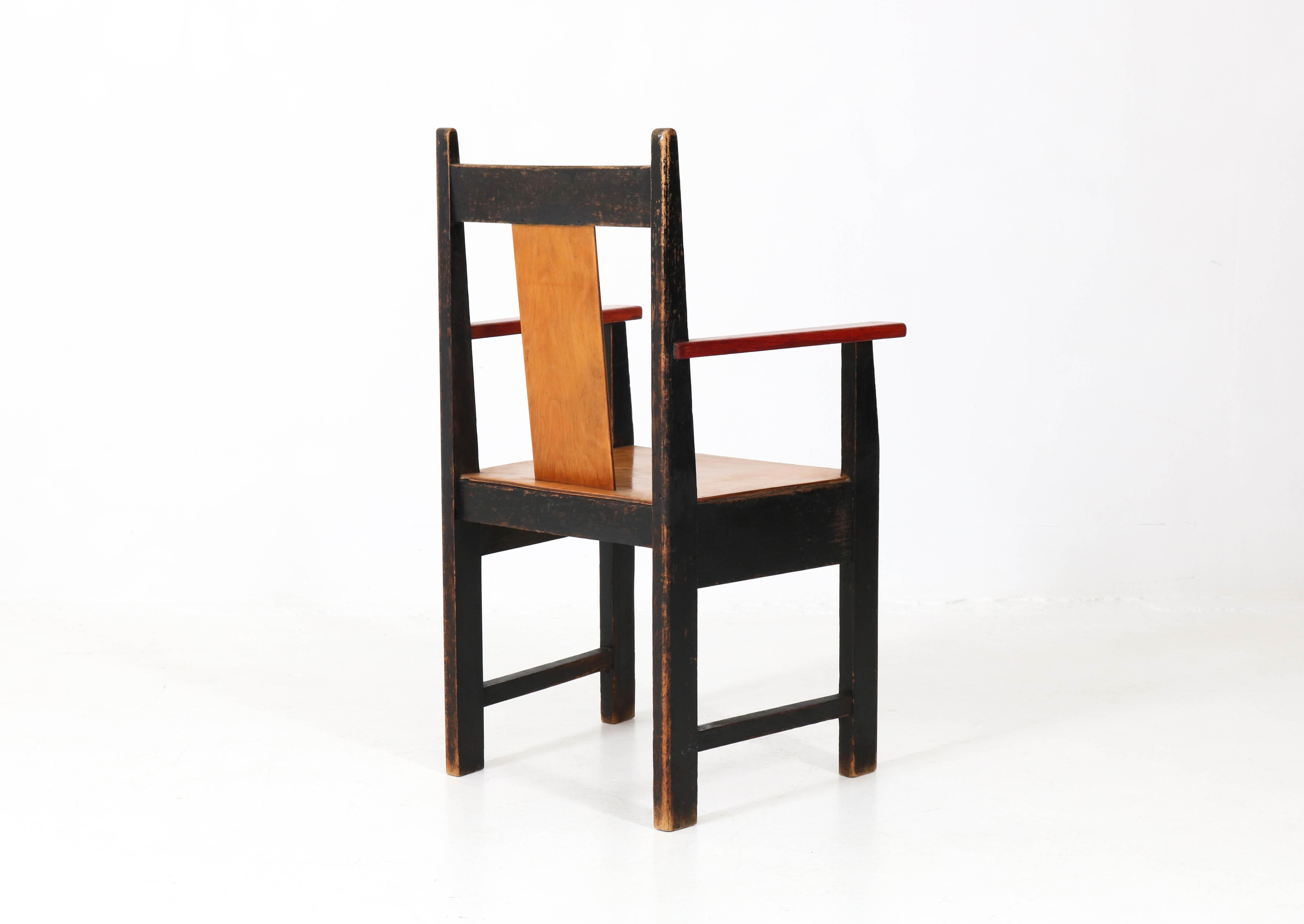 Lacquered Art Deco Haagse School Children's Table and Armchair by Cor Alons 9