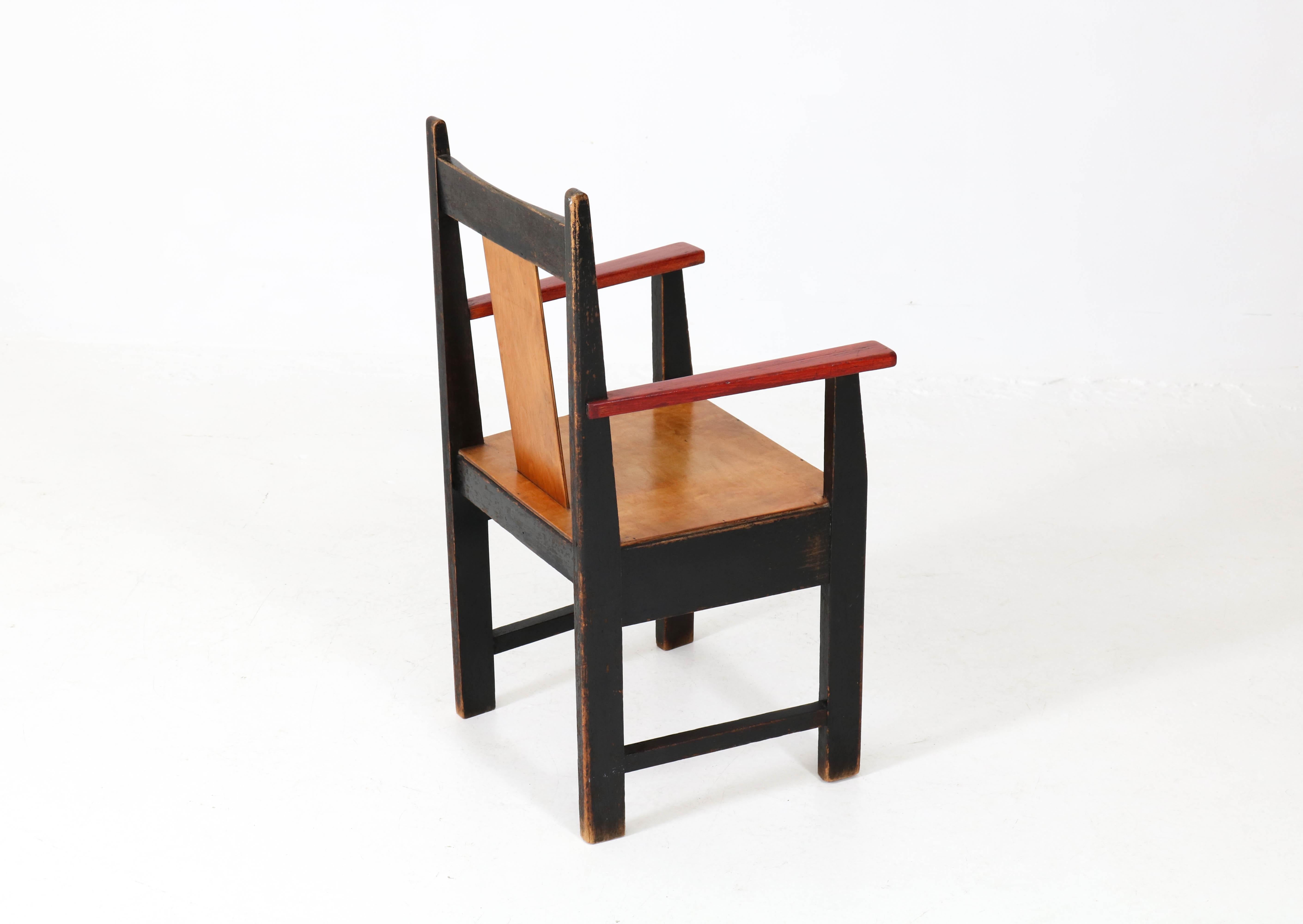Lacquered Art Deco Haagse School Children's Table and Armchair by Cor Alons 10