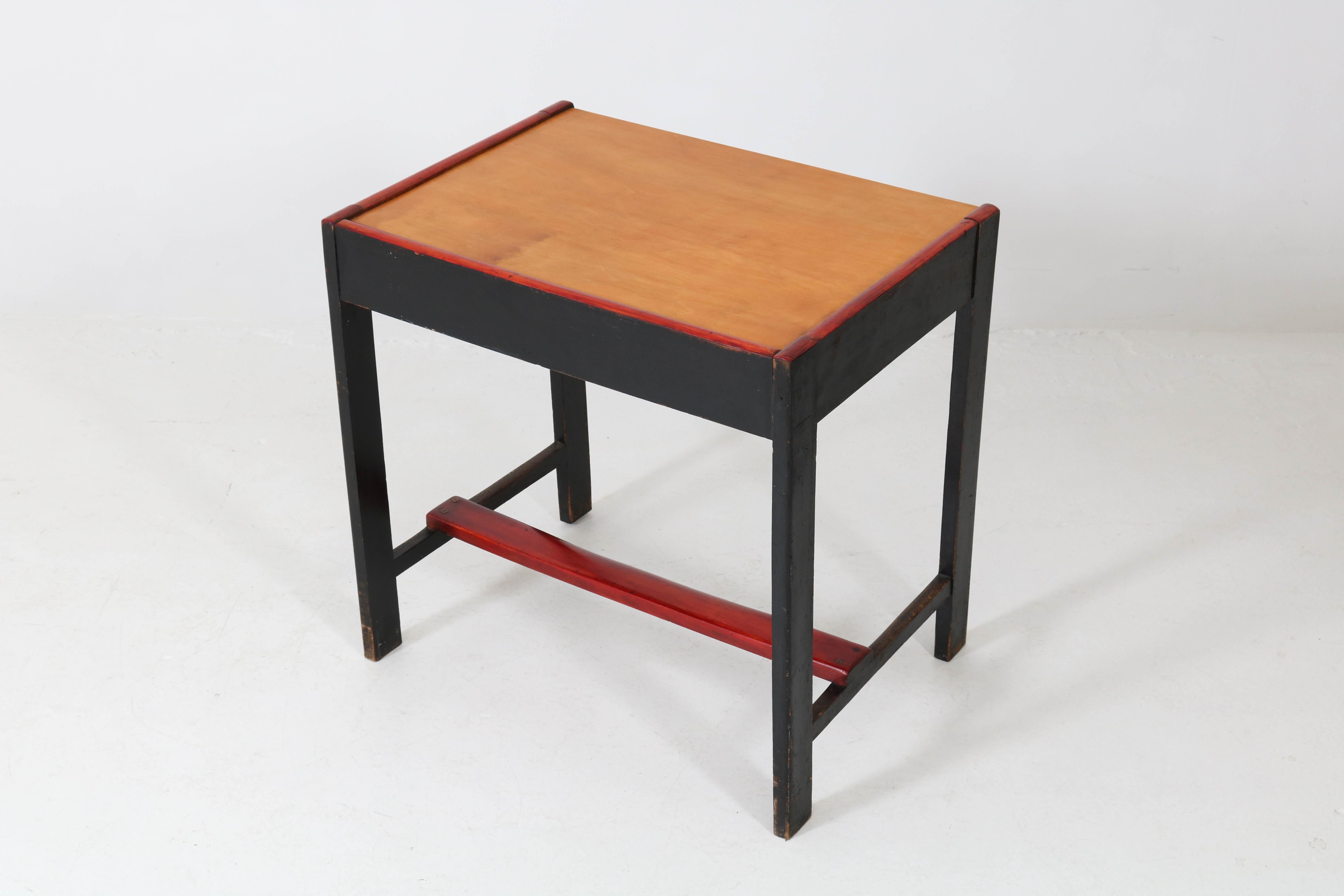 Lacquered Art Deco Haagse School Children's Table and Armchair by Cor Alons 3