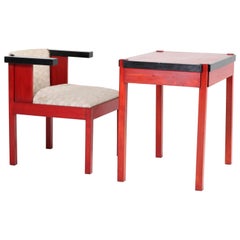 Table d'écriture et fauteuil Art Déco de l'école Haagse:: laqués:: par Frits Spanjaard