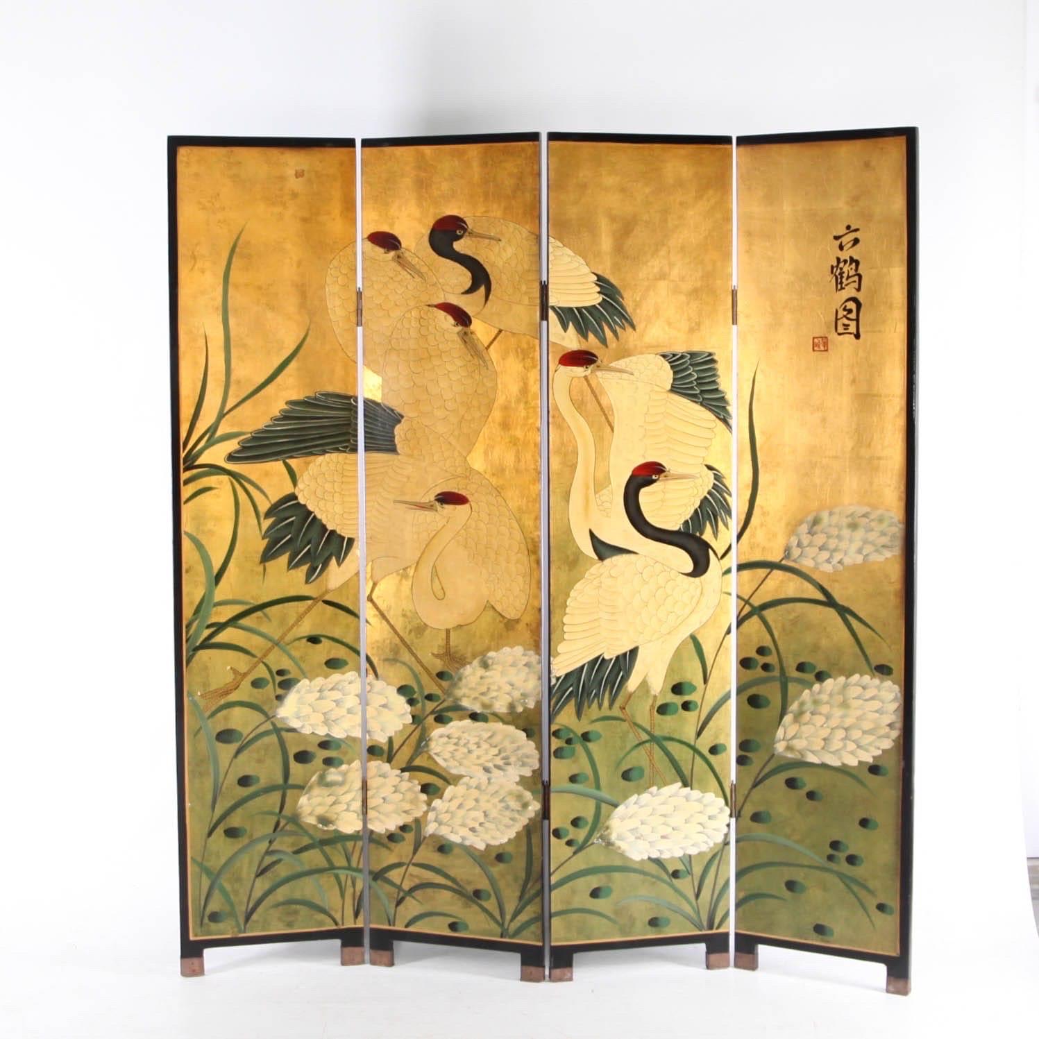 Paravent asiatique laqué