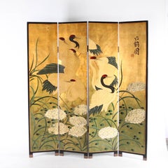 Lacquered asian folding screen