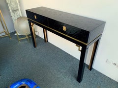 Lacquered Bamboo Brass Console by Dal Vera, Italy, 1970s