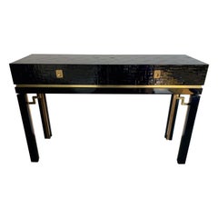 Lacquered Bamboo Brass Console by Dal Vera, Italy, 1970s