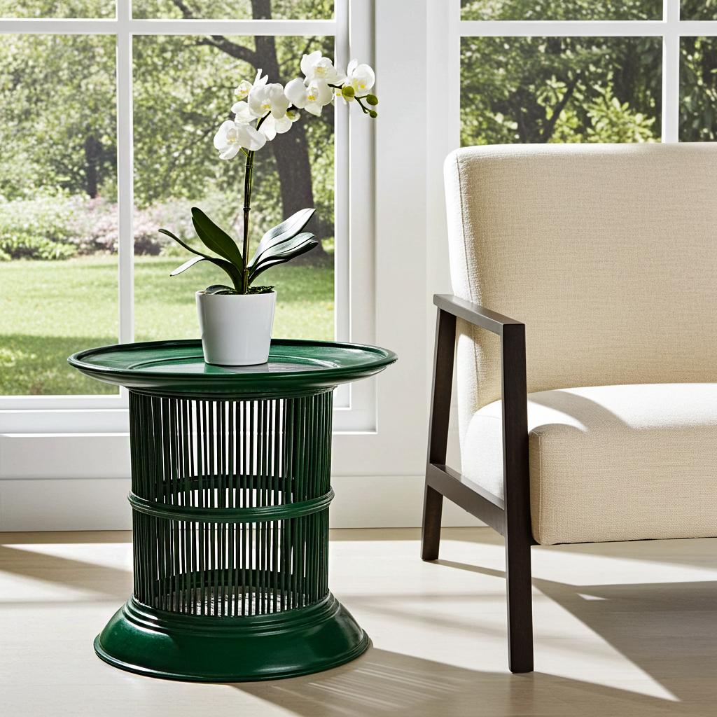 XXIe siècle et contemporain Table à tambour en bambou laqué de Thaïlande,  Vert en vente