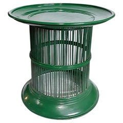 Lacquered Bamboo Drum Table from Thailand, in  Green
