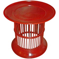 Lacquered Bamboo Drum Table from Thailand, in Red or Green