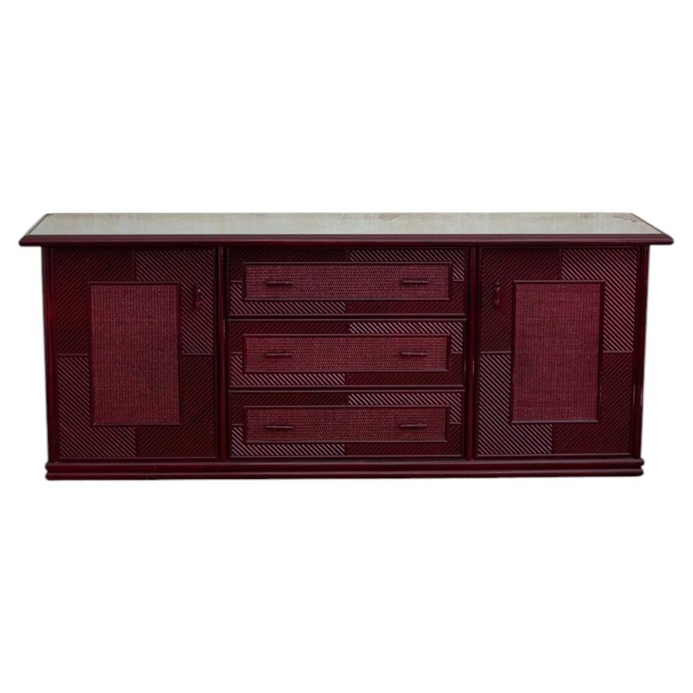 Lacquered Bamboo Sideboard – 1980s For Sale