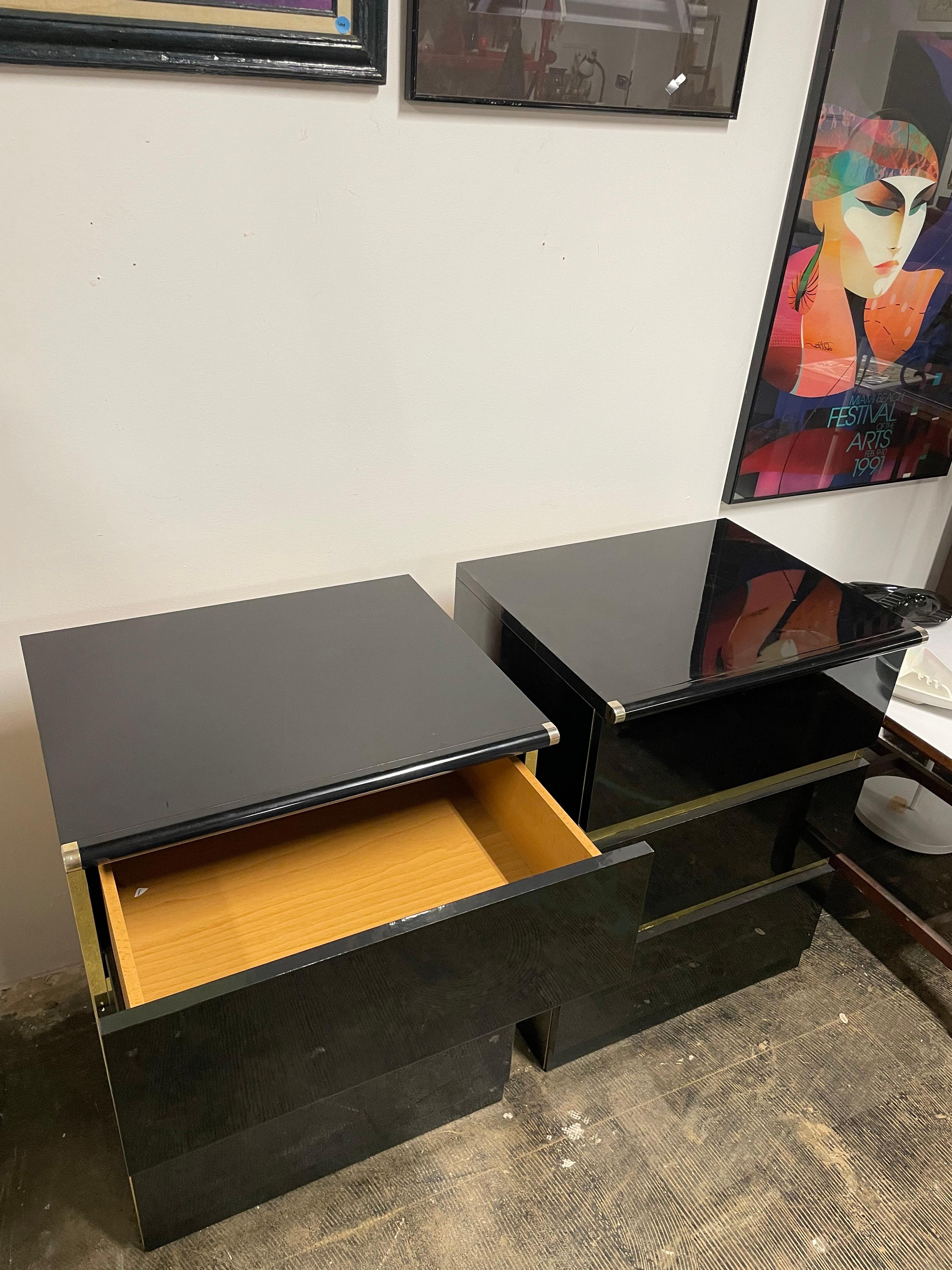 Art Deco Lacquered Bed & Nightstands Set