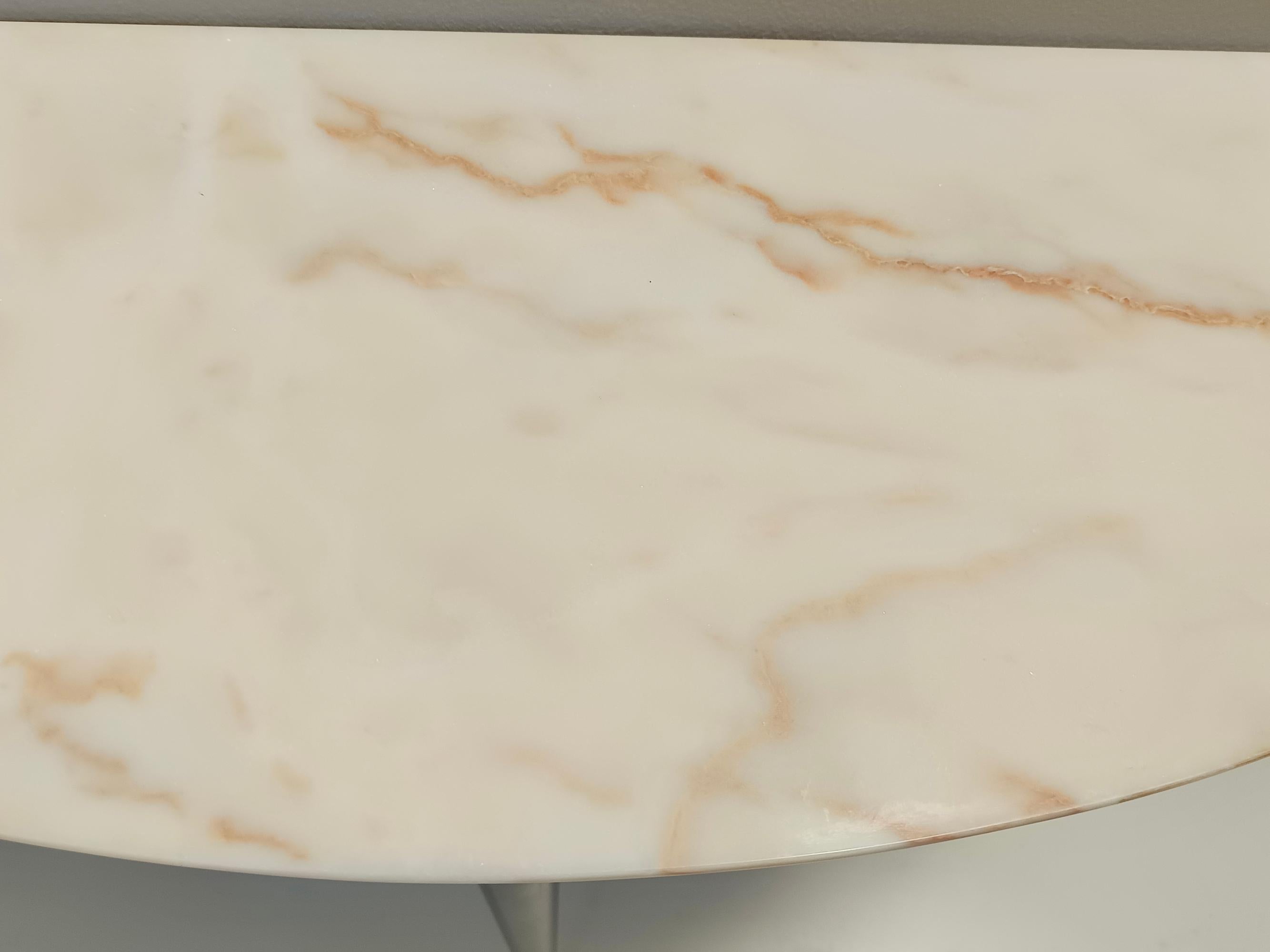 Lacquered Beech Console with Demilune Portuguese Pink Marble Top, Italy For Sale 1