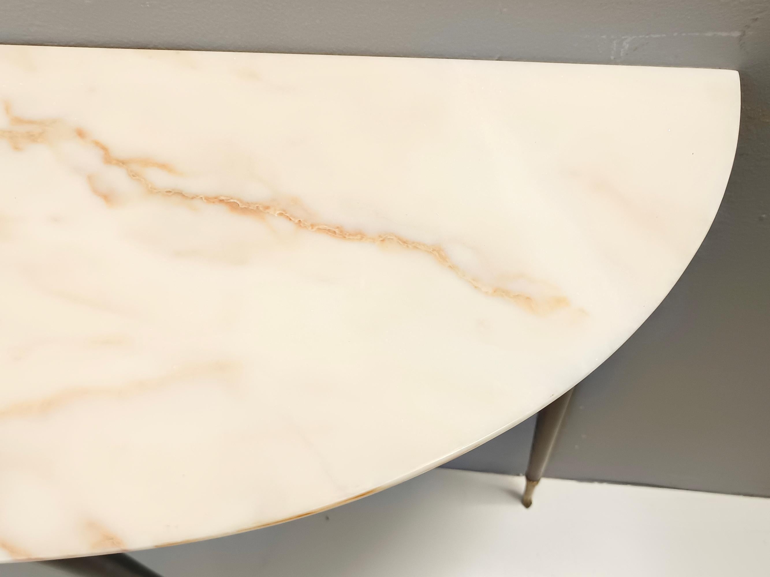 Lacquered Beech Console with Demilune Portuguese Pink Marble Top, Italy For Sale 2
