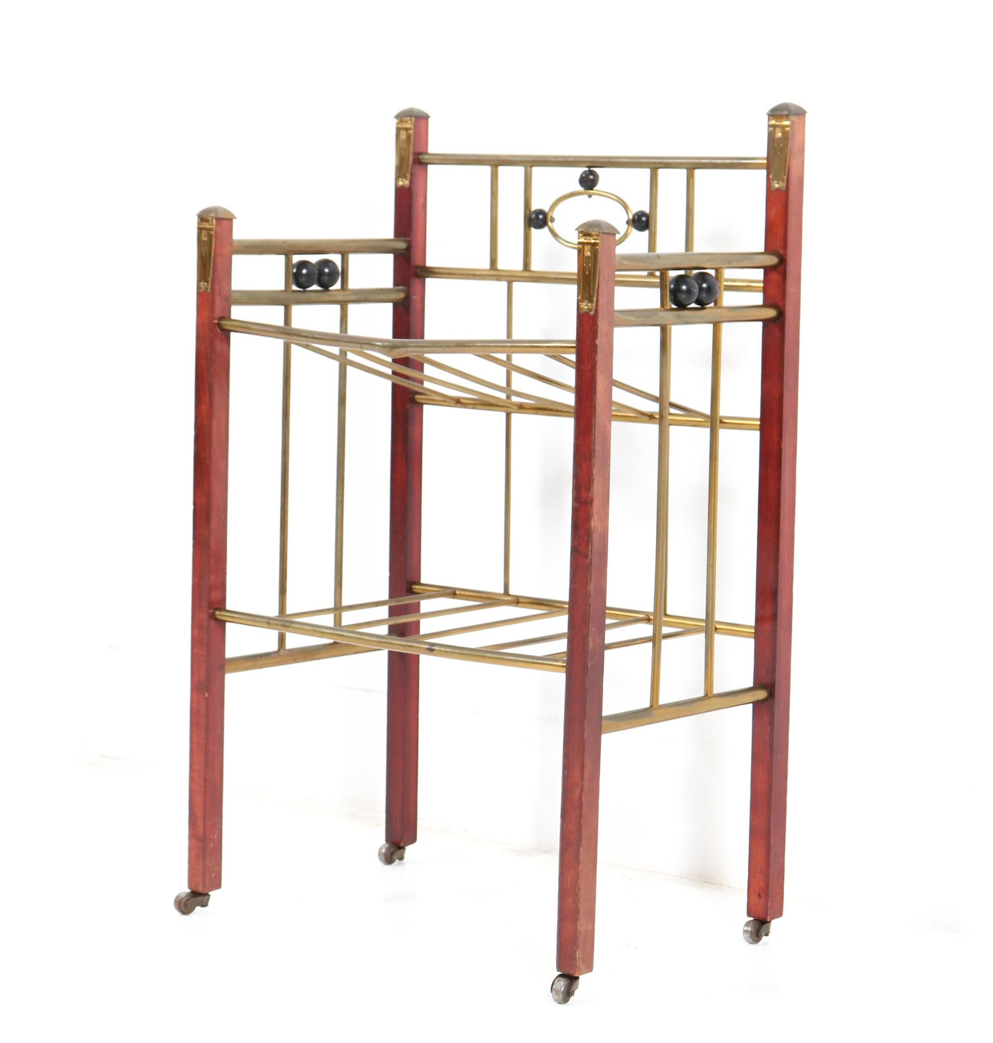 Early 20th Century Lacquered Beech Vienna Secession Magazine Rack or Stand, 1900s For Sale