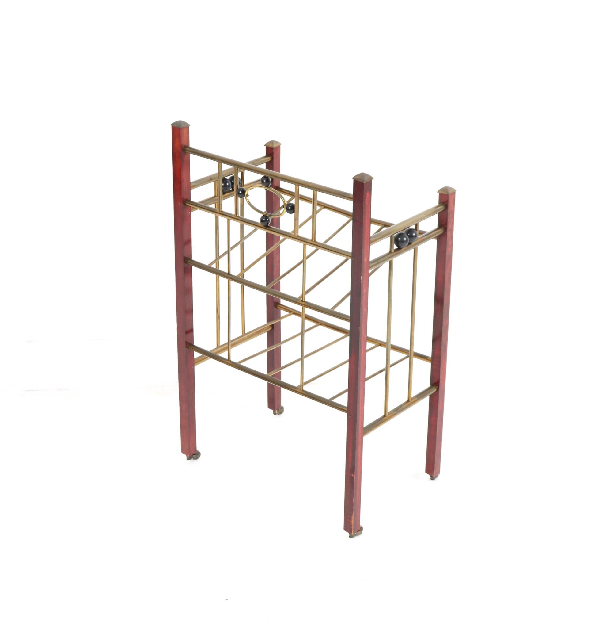 Lacquered Beech Vienna Secession Magazine Rack or Stand, 1900s For Sale 1