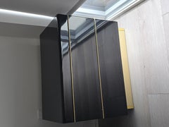 Lacquered Black and Brass Accent End Table Nighstands