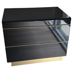 Lacquered Black and Brass Accent End Table Nighstands