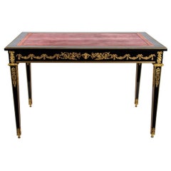 Lacquered Black Bronze Gilded Louis XVI Style Desk