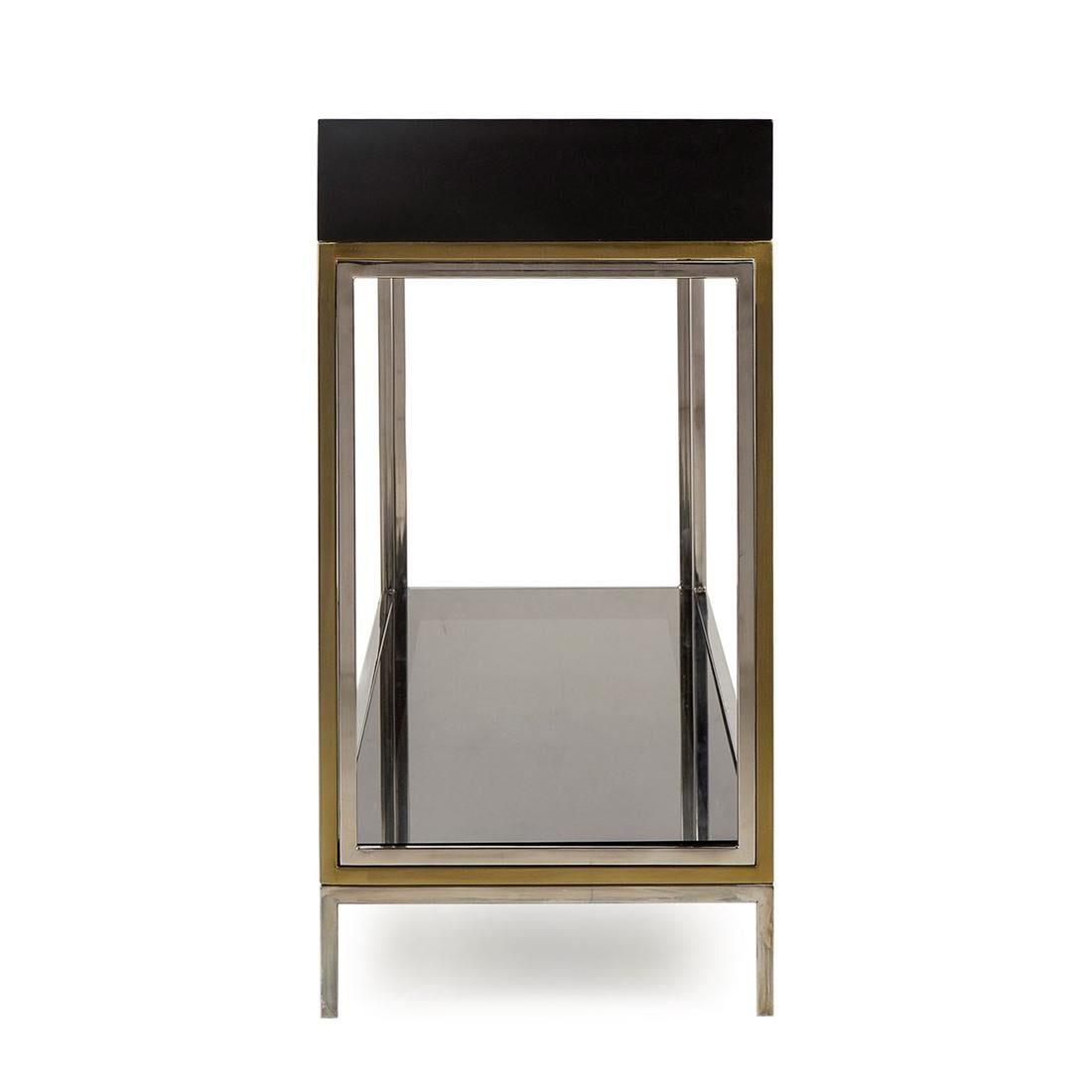 English Lacquered Black Console Table For Sale