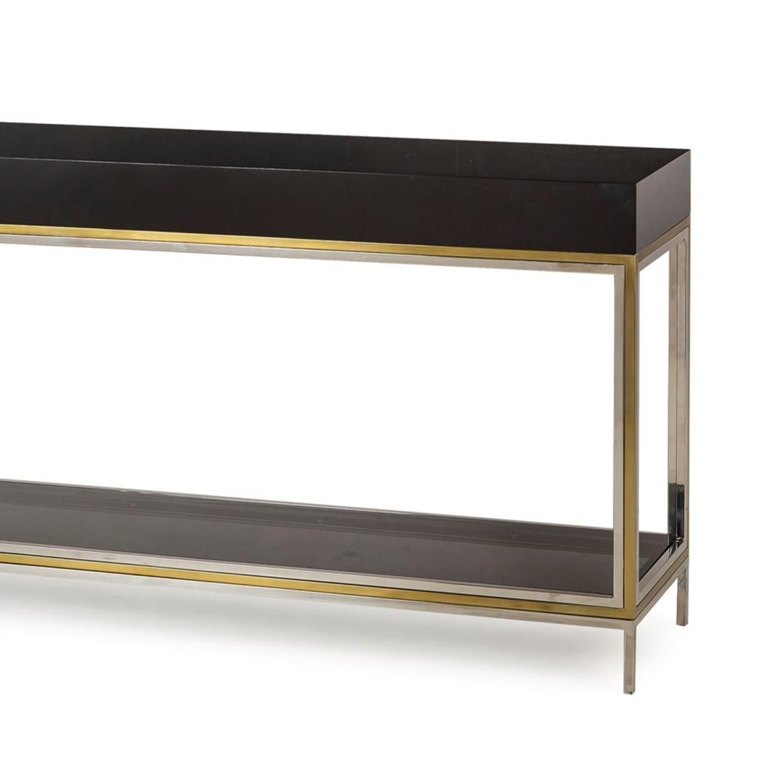 Contemporary Lacquered Black Console Table For Sale