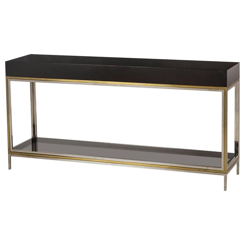Lacquered Black Console Table For Sale