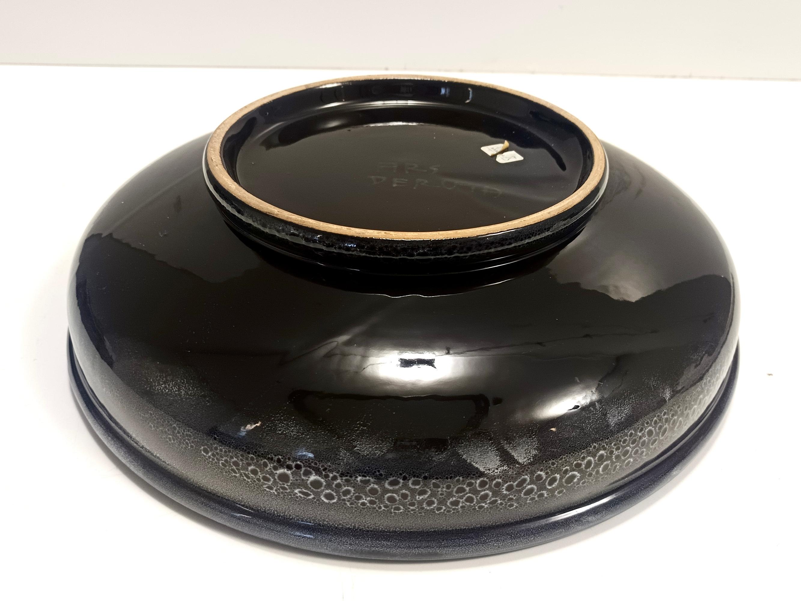 Lackierte schwarze Keramik-Ablageschale mit farbigen Details von Ars Deruta, Italien im Angebot 1