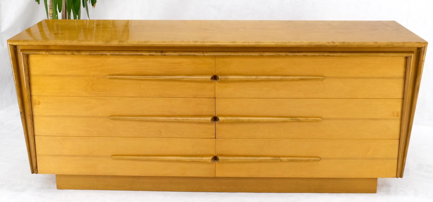 Mid-Century Modern Crédence suédoise moderne mi-siècle moderne à 6 tiroirs en bouleau blond laqué menthe en vente