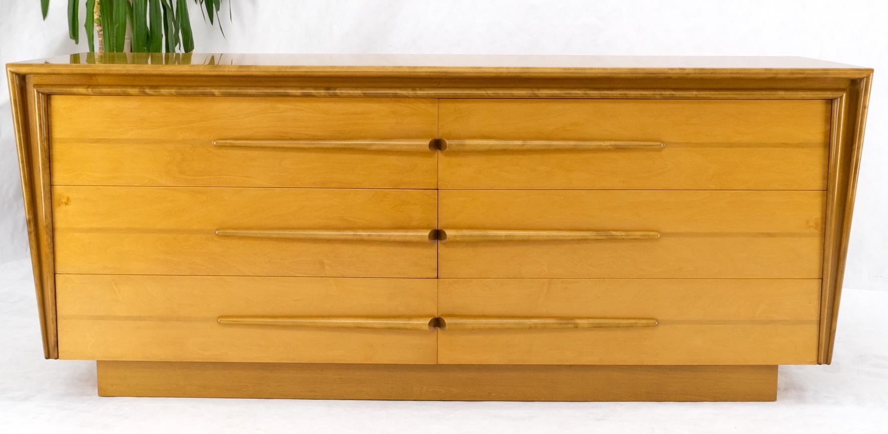 20th Century Lacquered Blond Birch 6 Drawer Swedish Mid-Century Modern Dresser Credenza Mint For Sale