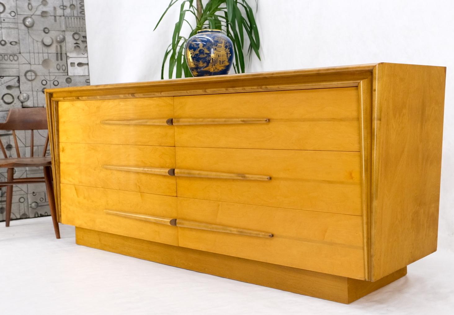 Lacquered Blond Birch 6 Drawer Swedish Mid-Century Modern Dresser Credenza Mint For Sale 2