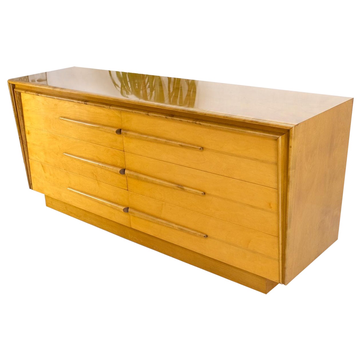 Cassettiera svedese di metà secolo moderna laccata in betulla bionda con 6 cassetti, Credenza Menta