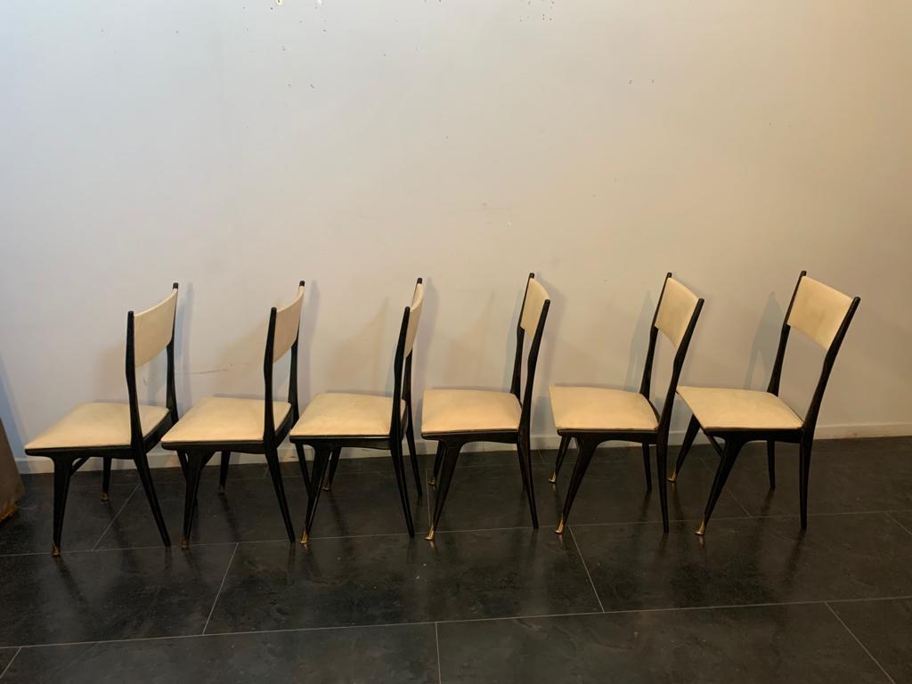 Lacquered Brass Dining Chairs by Ico Luisa Parisi, 1950s, Set of 6 10