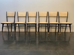 Lacquered Brass Dining Chairs by Ico Luisa Parisi, 1950s, Set of 6