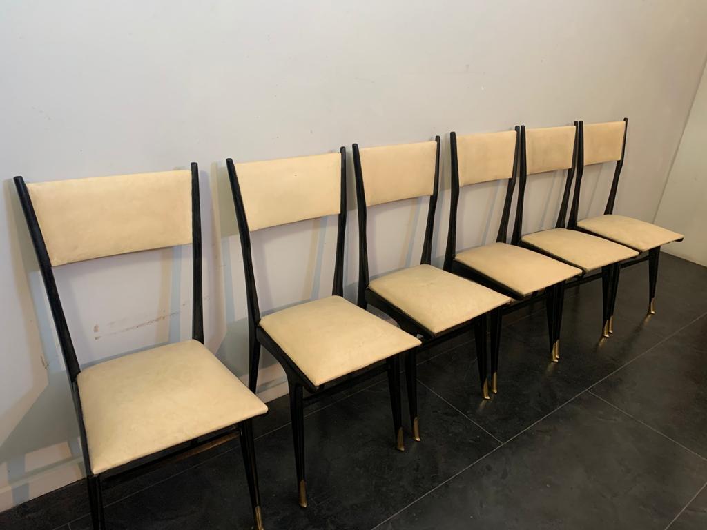 Lacquered Brass Dining Chairs by Ico Luisa Parisi, 1950s, Set of 6 In Good Condition In Montelabbate, PU