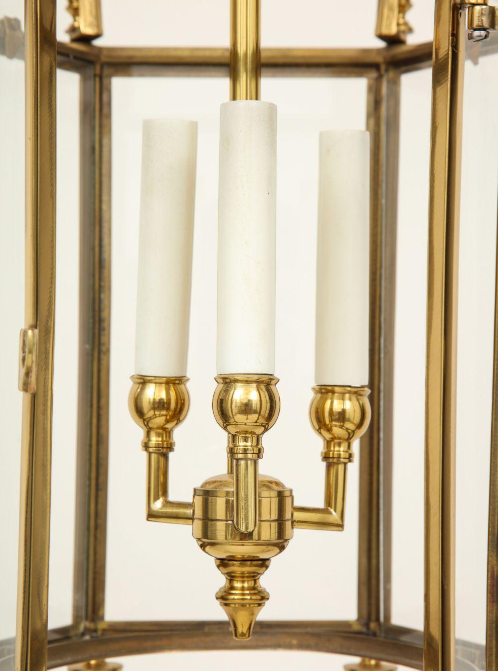 Lacquered Brass Hexagonal Lantern For Sale 6