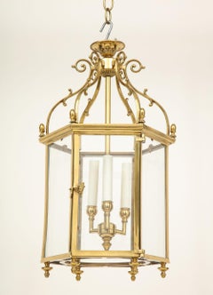 Lacquered Brass Hexagonal Lantern