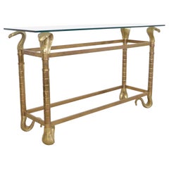 Lacquered Brass 'Snake' Console Attributed to Maison Jansen, France, 1960