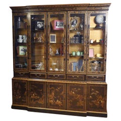 Used Lacquered Breakfront Bookcase Chinoiserie