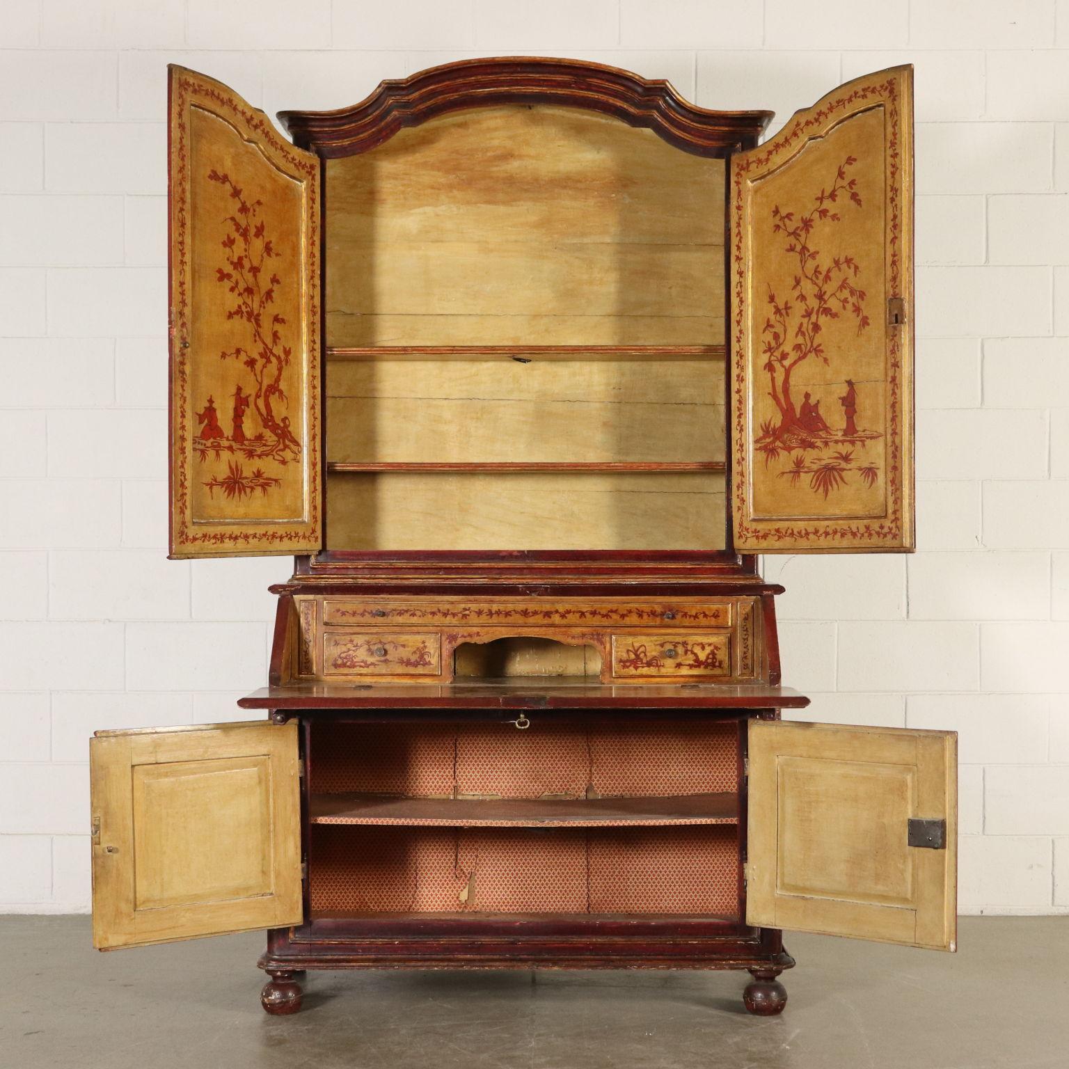 Baroque Lacquered Bureau Bookcase Piedmont, Italy, Mid-18th Century