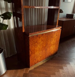 Lacquered Burl Elm Bookcase by Jean Claude Mahey, France, 1970s