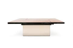 Lacquered Burl Veneer Sliding Coffee Table with Hidden Dry Bar by Paul Frank