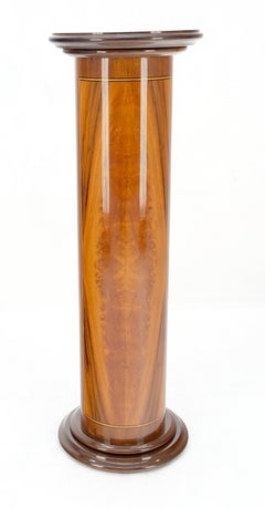 Lacquered Burl Wood Mid Century Modern Tall Lamp Table Stand Pedestal MINT