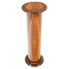 Lacquered Burl Wood Mid Century Modern Tall Lamp Table Stand Pedestal MINT