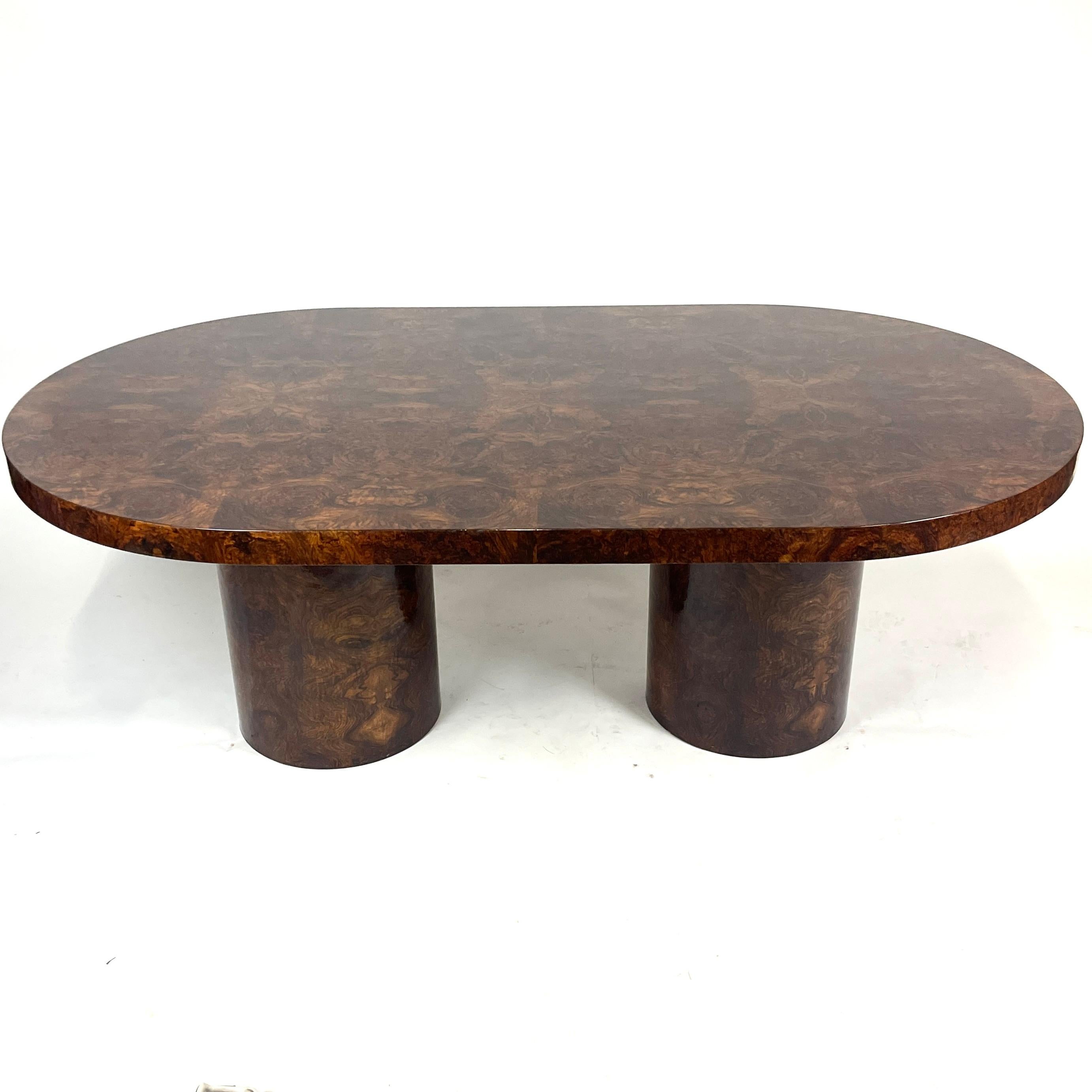 Lacquered Burled Mahogany Oval Dining Table by Paul Mayen for Intrex Habitat 5