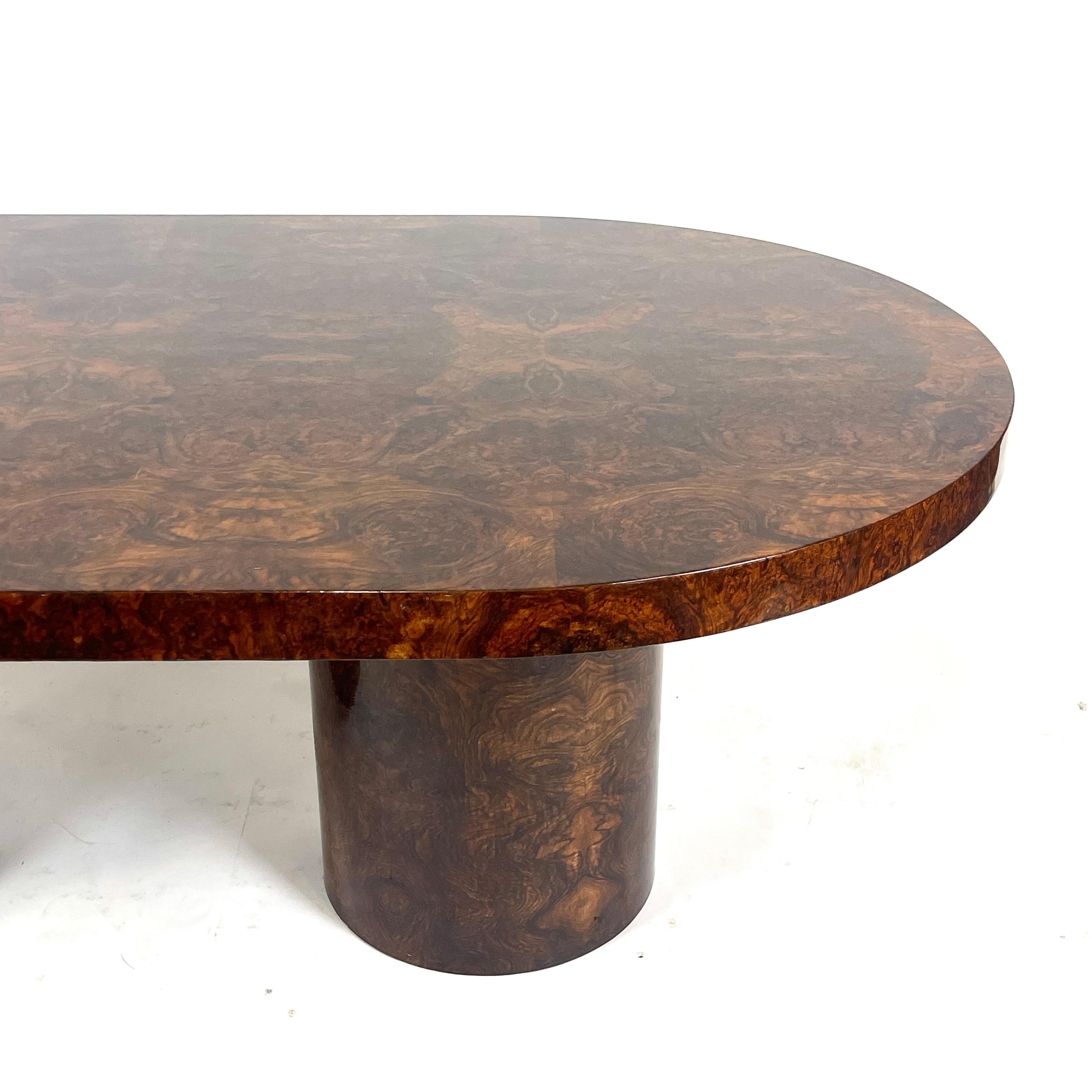 Lacquered Burled Mahogany Oval Dining Table by Paul Mayen for Intrex Habitat 7