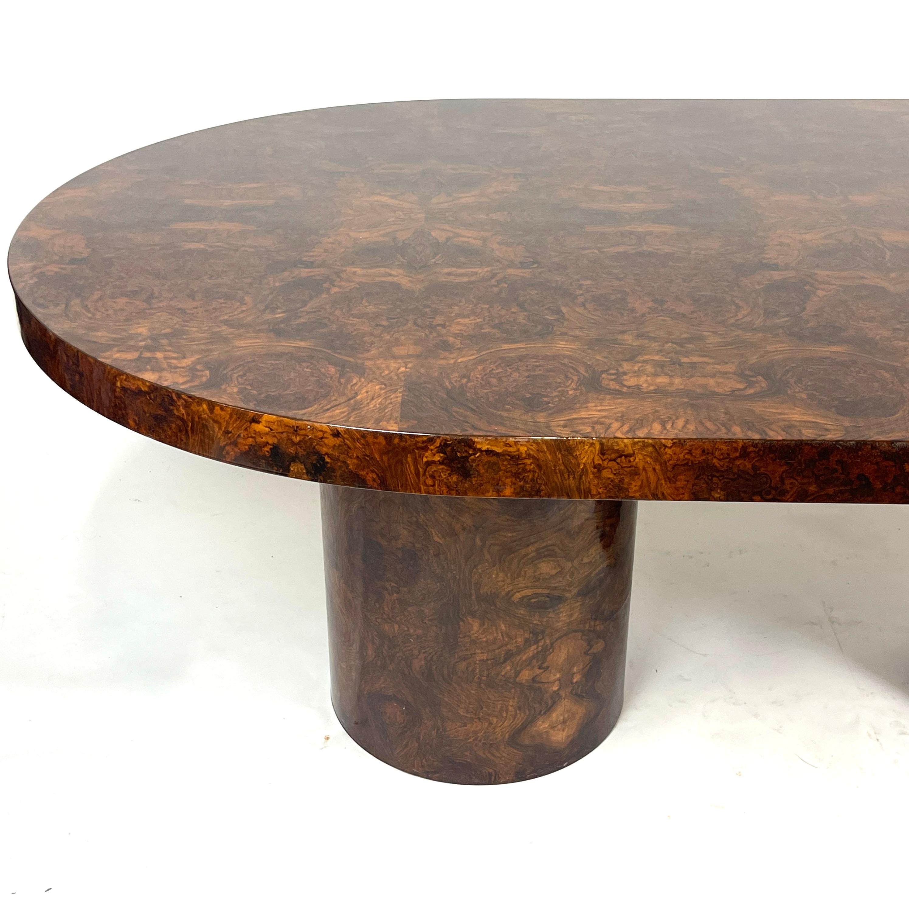 Lacquered Burled Mahogany Oval Dining Table by Paul Mayen for Intrex Habitat 8