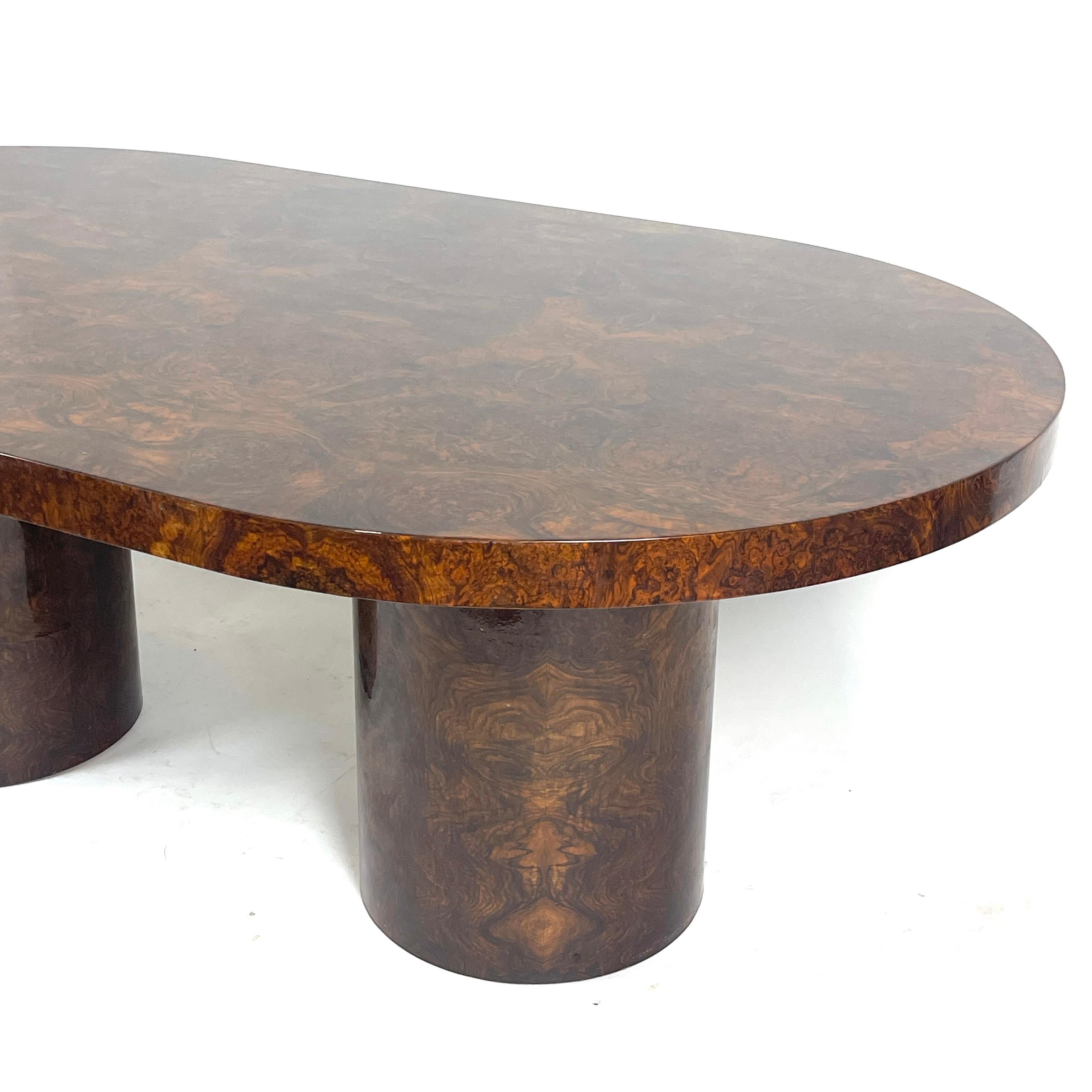 Lacquered Burled Mahogany Oval Dining Table by Paul Mayen for Intrex Habitat 9