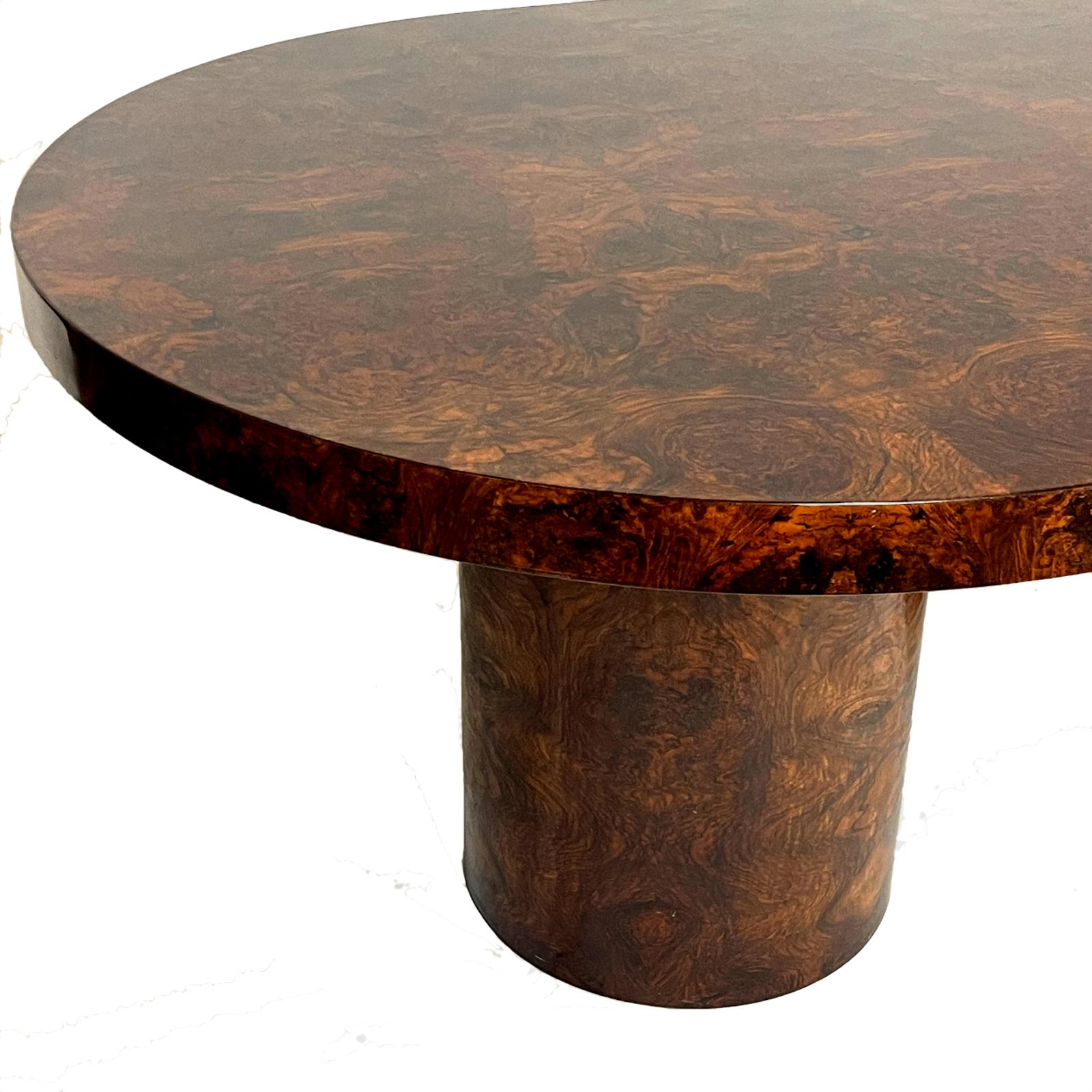 Mid-Century Modern Lacquered Burled Mahogany Oval Dining Table by Paul Mayen for Intrex Habitat