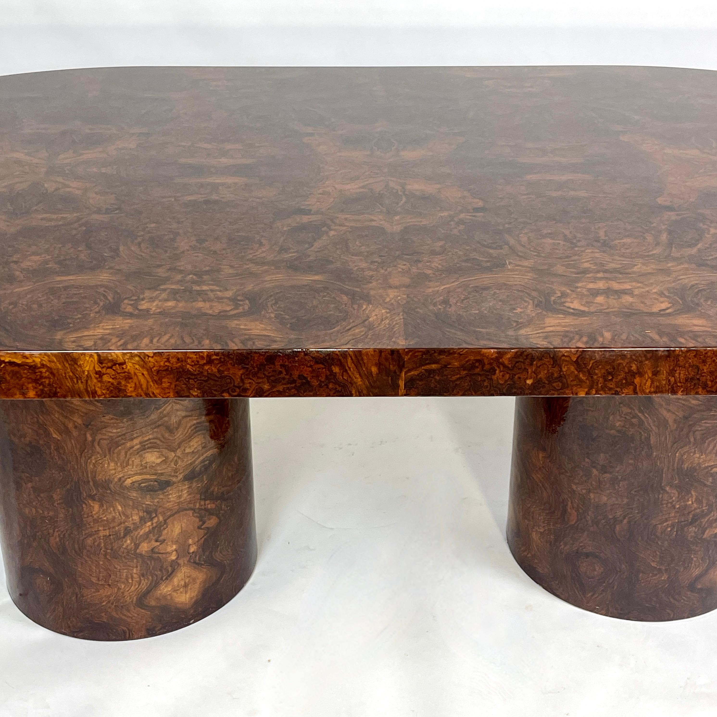 American Lacquered Burled Mahogany Oval Dining Table by Paul Mayen for Intrex Habitat