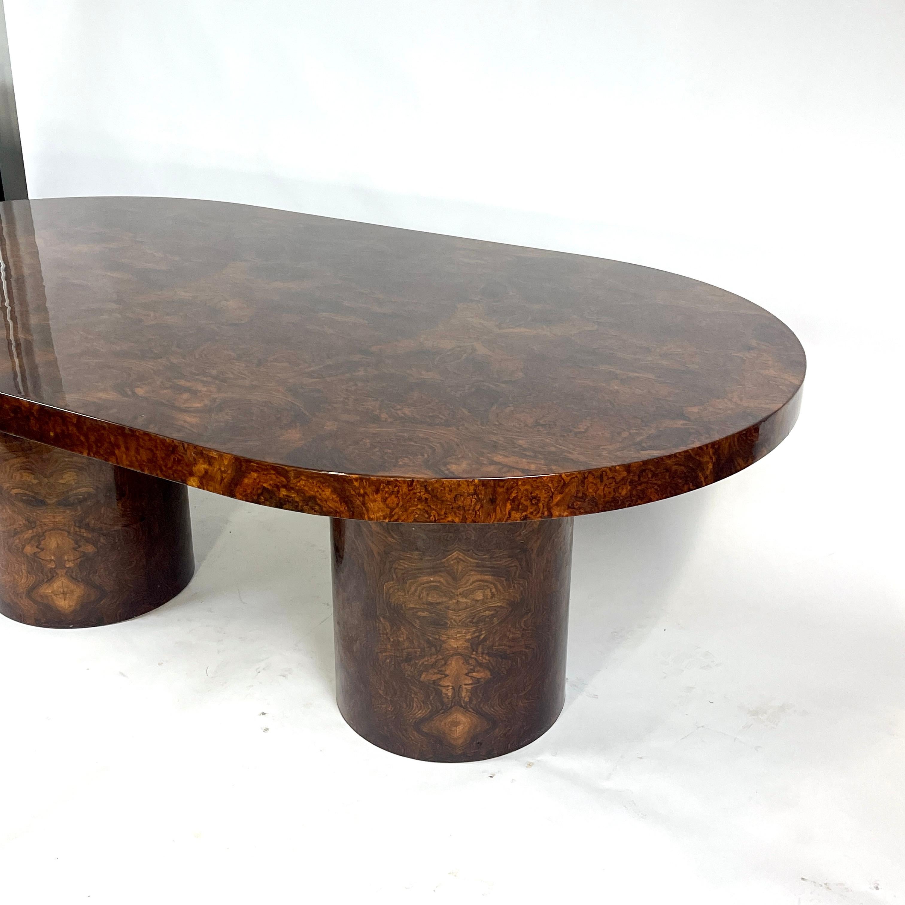 20th Century Lacquered Burled Mahogany Oval Dining Table by Paul Mayen for Intrex Habitat