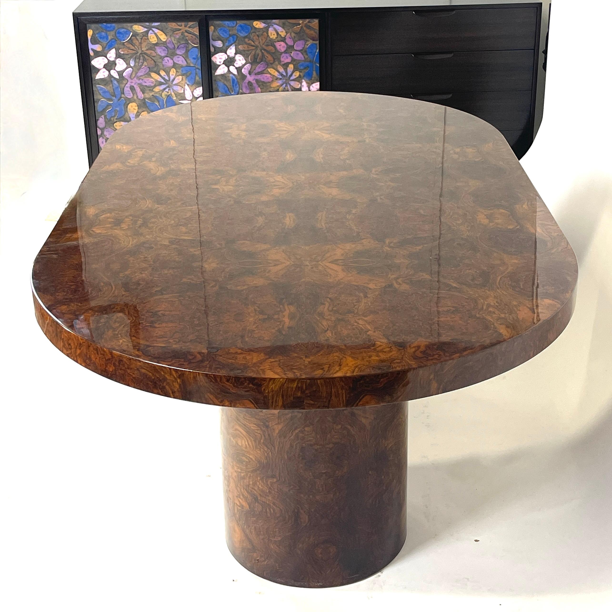 Lacquered Burled Mahogany Oval Dining Table by Paul Mayen for Intrex Habitat 1